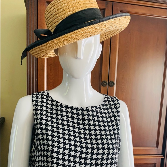 Beymen black & White houndstooth pattern sheer viscone dress at knee US 12 - Picture 6 of 16